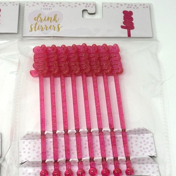 Hot Pink Love Glitter Drink Stirrers Swizzlers  2 Packs Valentine Bar Cart Decor - Picture 4 of 10
